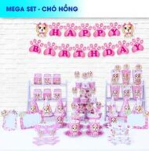 Set Bàn Tiệc Chủ Đề Chó Hồng